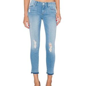 MOTHER Undone Hem Looker Crop Denim Jeans In Cliffhanger Size 25